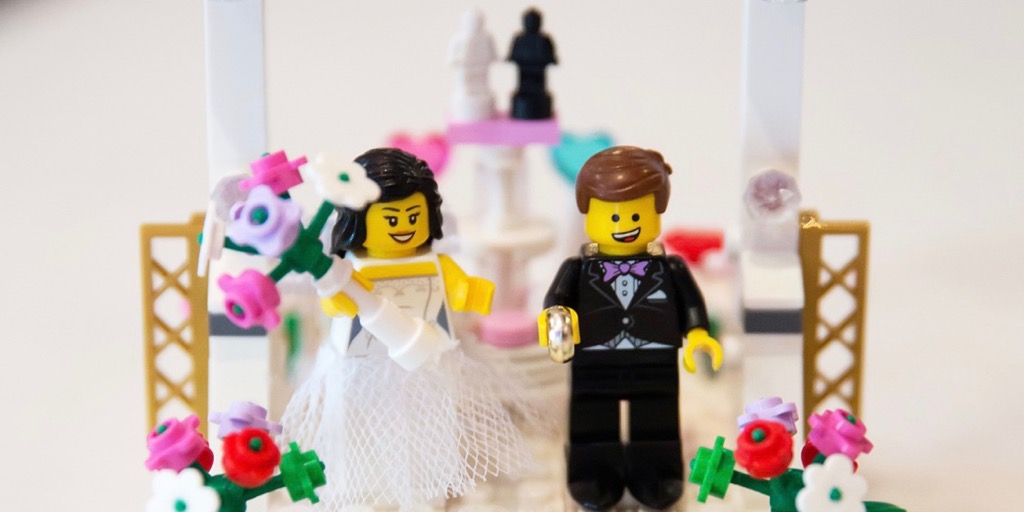 Lego wedding cake topper.